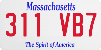 MA license plate 311VB7