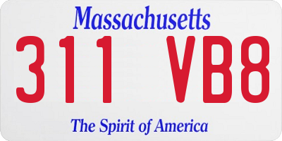 MA license plate 311VB8
