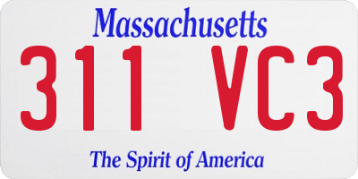 MA license plate 311VC3
