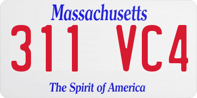 MA license plate 311VC4