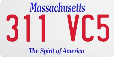 MA license plate 311VC5
