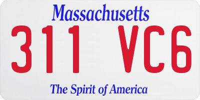 MA license plate 311VC6