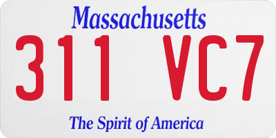 MA license plate 311VC7