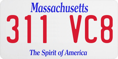 MA license plate 311VC8