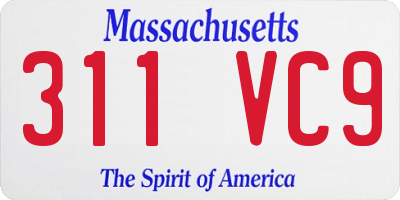 MA license plate 311VC9