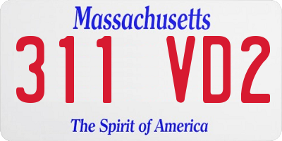 MA license plate 311VD2
