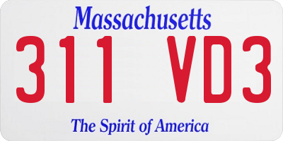 MA license plate 311VD3
