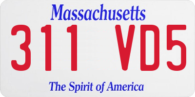 MA license plate 311VD5