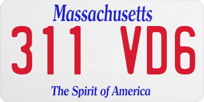 MA license plate 311VD6