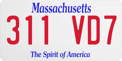 MA license plate 311VD7