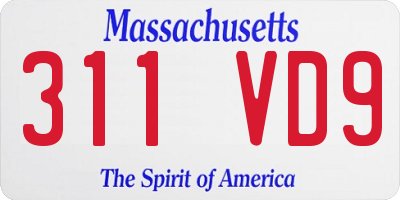 MA license plate 311VD9