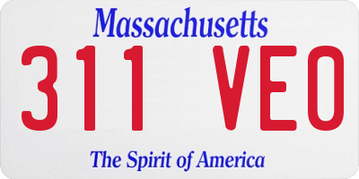 MA license plate 311VE0