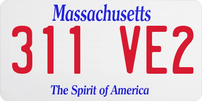 MA license plate 311VE2