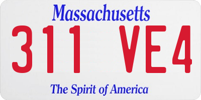 MA license plate 311VE4
