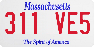 MA license plate 311VE5