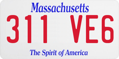 MA license plate 311VE6