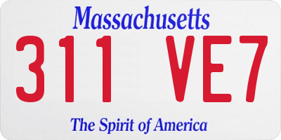 MA license plate 311VE7