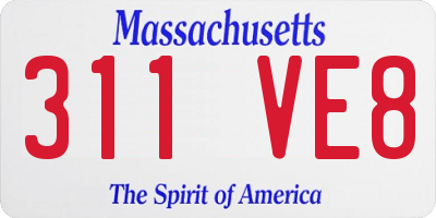 MA license plate 311VE8