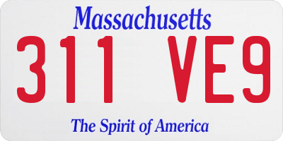 MA license plate 311VE9
