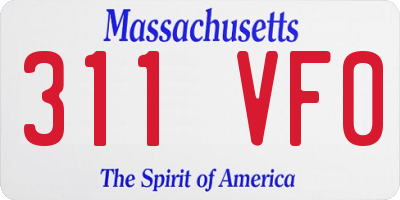 MA license plate 311VF0