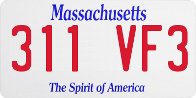 MA license plate 311VF3