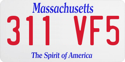 MA license plate 311VF5