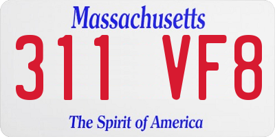 MA license plate 311VF8