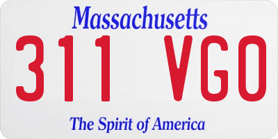 MA license plate 311VG0