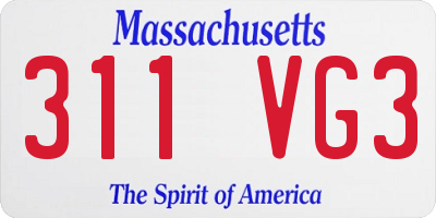 MA license plate 311VG3