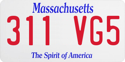 MA license plate 311VG5
