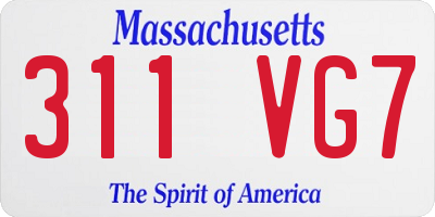 MA license plate 311VG7