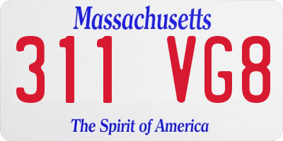 MA license plate 311VG8