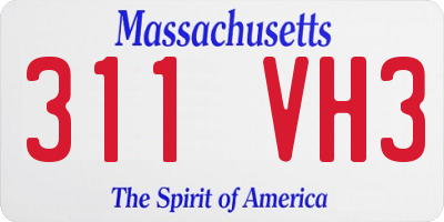 MA license plate 311VH3