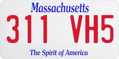 MA license plate 311VH5