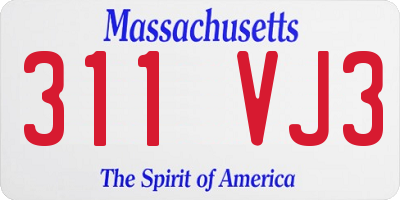 MA license plate 311VJ3