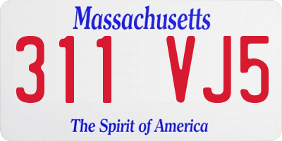 MA license plate 311VJ5