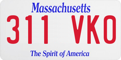 MA license plate 311VK0