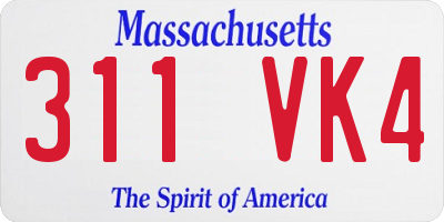 MA license plate 311VK4