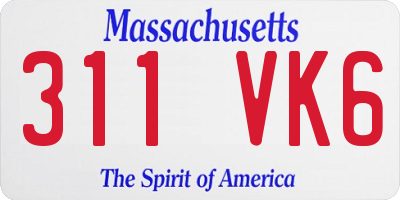 MA license plate 311VK6