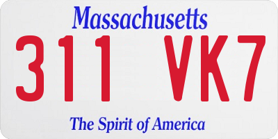 MA license plate 311VK7