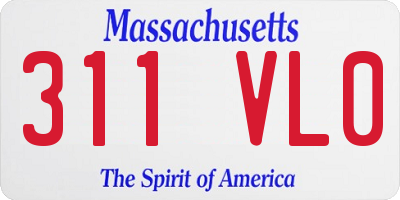 MA license plate 311VL0