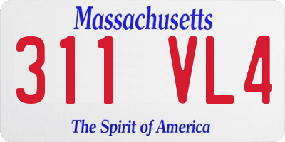 MA license plate 311VL4