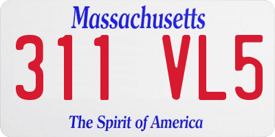 MA license plate 311VL5
