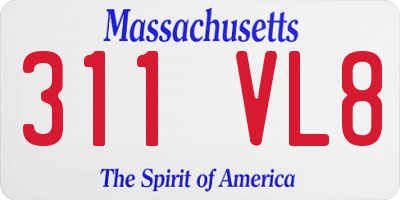MA license plate 311VL8