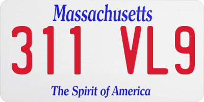 MA license plate 311VL9