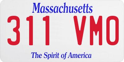 MA license plate 311VM0