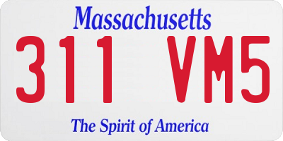 MA license plate 311VM5