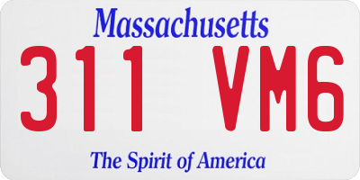 MA license plate 311VM6