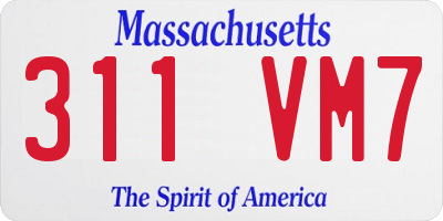 MA license plate 311VM7