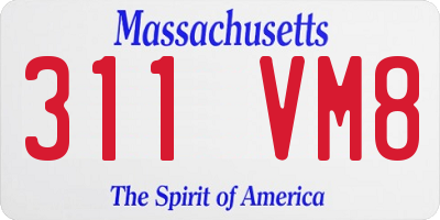 MA license plate 311VM8
